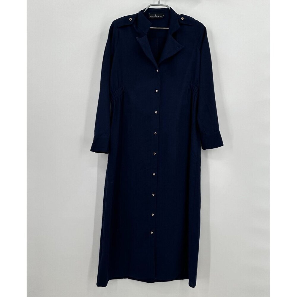 Pomander Place by Tuckernuck Women's Admiral Blue Anderson Dress Button Front XS